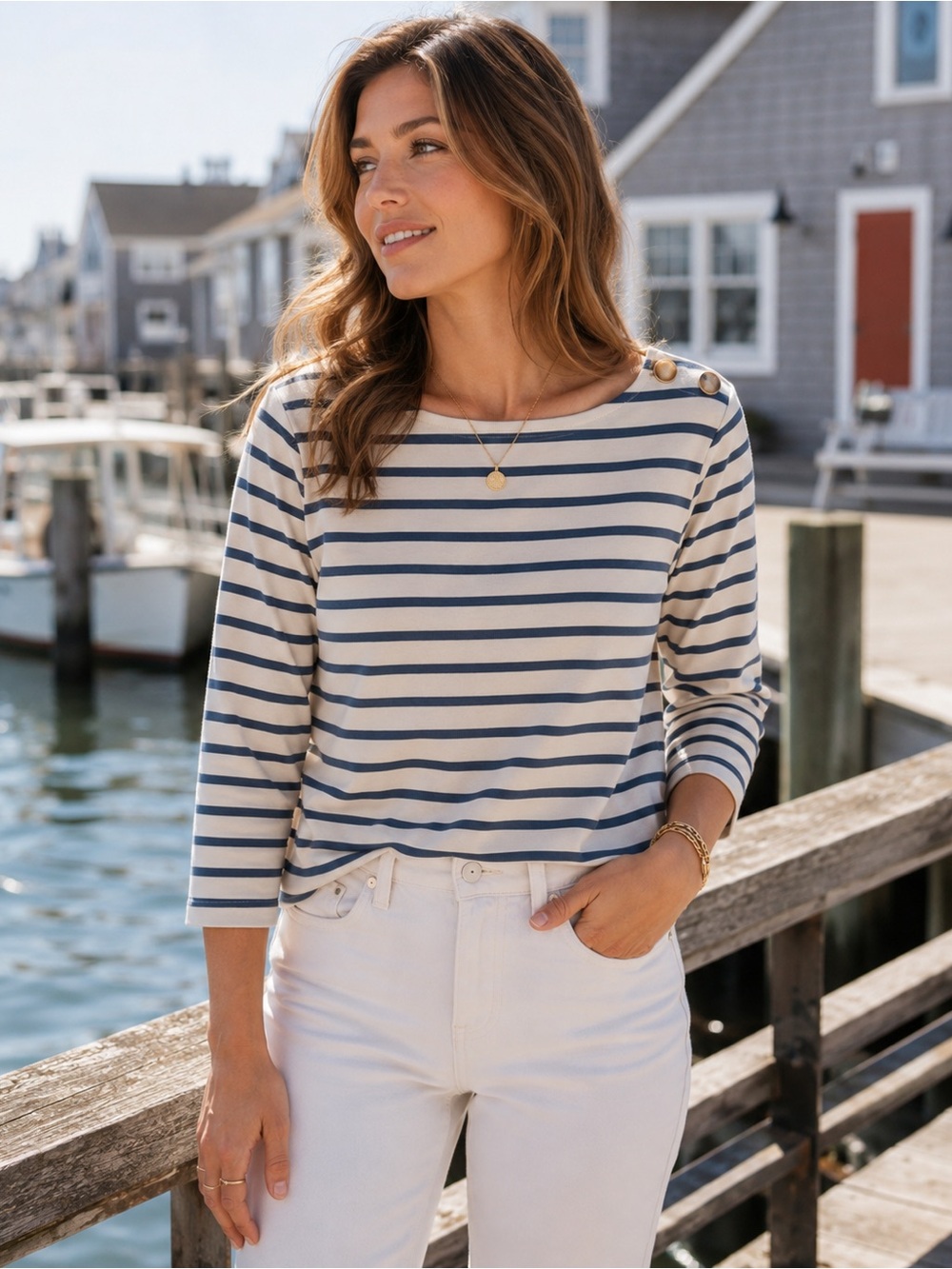 Sézane 100% Cotton Breton Marinière Top XL French Nautical Stripe